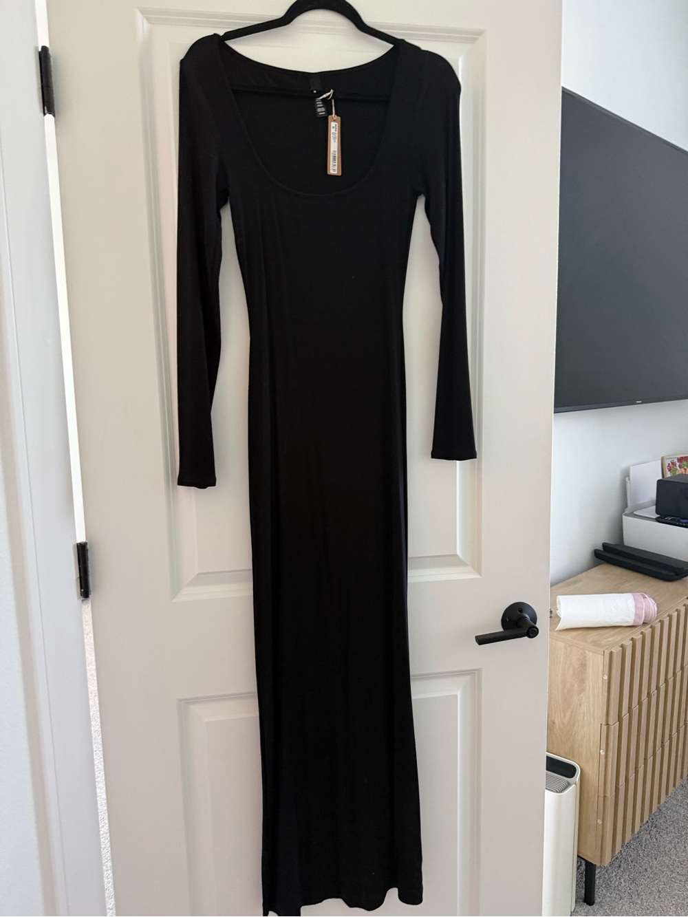 SKIMS Long Sleeve Black Maxi Dress